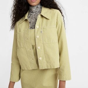 Levi's Cropped Green Gingham Jacket